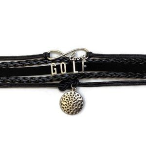 Black and Silver Tone Love Golf Bracelet